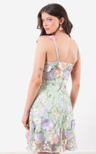 Load image into Gallery viewer, Green flower lace strappy marc angelo dress
