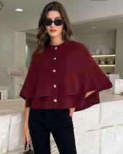Load image into Gallery viewer, Burgundy button kyla cape
