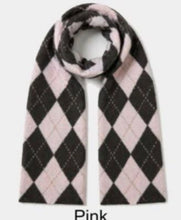 Load image into Gallery viewer, Wine, denim, pink,taupe diamond pattern wool blend hat and scarf set
