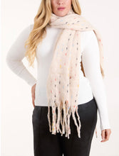 Load image into Gallery viewer, Green, pink or ivory rainbow dash tassle scarf

