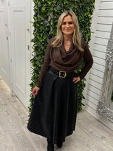 Load image into Gallery viewer, Burgundy or black belted leather look marc angelo skirt
