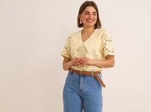 Load image into Gallery viewer, lemon lace kyla oversize collar blouse top
