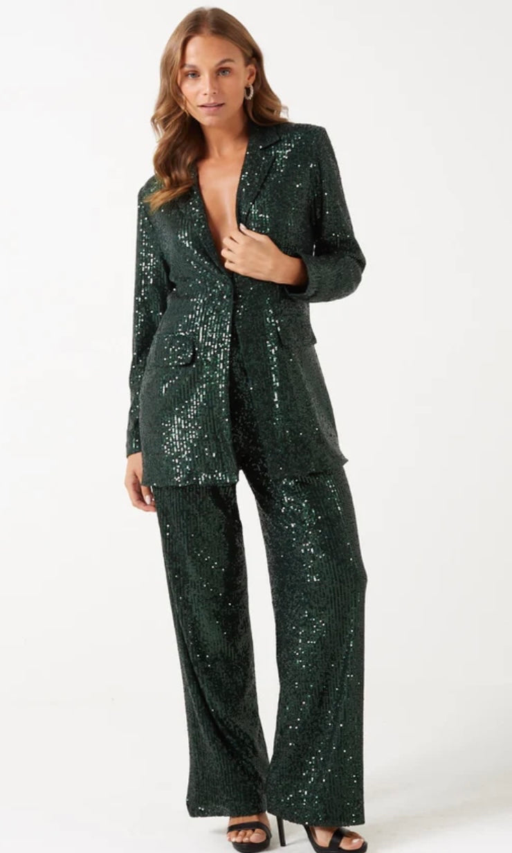 Green sequin blazer