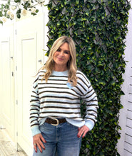 Load image into Gallery viewer, Blue stripped paris heart jumper

