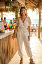 Load image into Gallery viewer, Beige or black ruffle sleeve n jumpsuit
