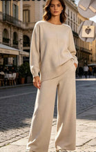 Load image into Gallery viewer, Cream, black, coffee grey paris two piece jumper trouser co ord suit
