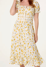 Load image into Gallery viewer, Lemon ditsy floral milkmaid dress
