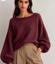 Load image into Gallery viewer, Cream, wine, chocolate Balloon sleeve katie jumper
