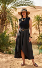Load image into Gallery viewer, Lemon, blue, black belted ribbed nn dress
