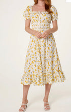 Load image into Gallery viewer, Lemon ditsy floral milkmaid dress
