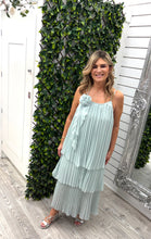 Load image into Gallery viewer, Mint pleat flower strappy dress
