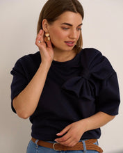 Load image into Gallery viewer, Lemon or navy bow shoulder top
