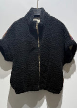 Load image into Gallery viewer, Black teddy zippy waistcoat jacket
