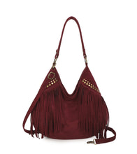 Load image into Gallery viewer, Wine, coffee h707 western suede fringe handbag
