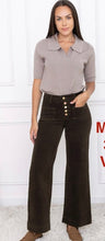Load image into Gallery viewer, Black or green velvet corduroy folyrose buttons trouser
