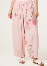 Load image into Gallery viewer, Beige, pink, mocha, lemon Floral pure cotton barrel leg trousers
