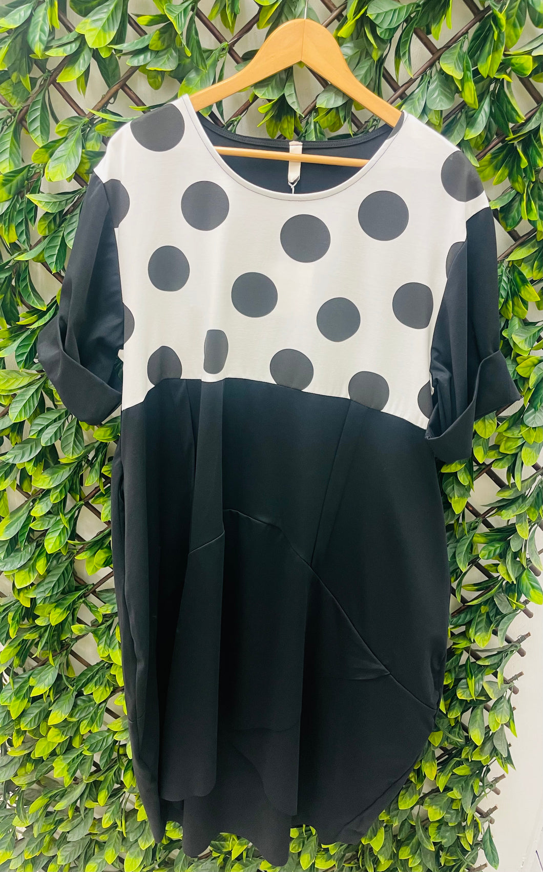 Black polka dot dress