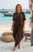 Load image into Gallery viewer, Mocha, beige or chocolate jersey co ord trouser top set
