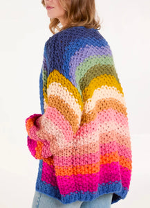 Multi coloured chunky knitted cardigan