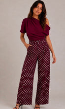 Load image into Gallery viewer, Burgundy or black polka dot wide kyla trousers
