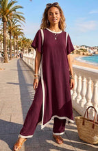 Load image into Gallery viewer, Navy contrast trim tunic co ord trouser top set
