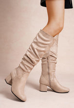 Load image into Gallery viewer, Taupe or black long suede zipped LG boots size 4

