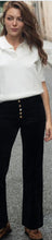 Load image into Gallery viewer, Black or green velvet corduroy folyrose buttons trouser
