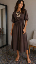 Load image into Gallery viewer, Green, khaki, taupe or chocolate kyla midi dress

