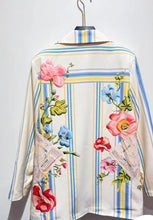 Load image into Gallery viewer, Cream lines and flowers paris blazer jacket
