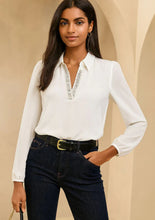 Load image into Gallery viewer, White sparkle marc angelo blouse top size 12
