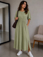 Load image into Gallery viewer, Green, khaki, taupe or chocolate kyla midi dress
