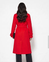 Load image into Gallery viewer, Red or black long wool marc angelo trench coat
