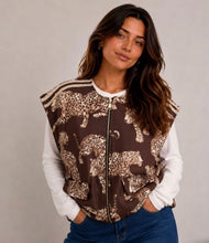 Load image into Gallery viewer, Brown or burgundy leopard zipped kyla waistcoat
