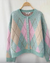 Load image into Gallery viewer, Blue or green diamond design cardigan
