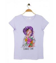 Load image into Gallery viewer, White or lilac summer time t-shirt
