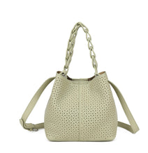 Load image into Gallery viewer, Green or white lasercut bucket 1585 handbag
