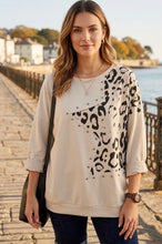 Load image into Gallery viewer, Beige, black, studded star n sweatshirt top

