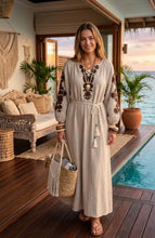 Load image into Gallery viewer, Green or beige embroidered nn dress
