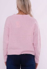 Load image into Gallery viewer, Pink heart stud knit jumper
