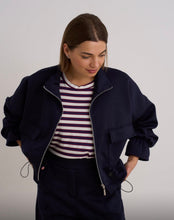 Load image into Gallery viewer, Navy kyla suit zippy jacket with matching trousers
