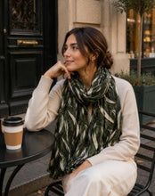 Load image into Gallery viewer, Green, wine, navy, brown, white, black metallic lines scarves

