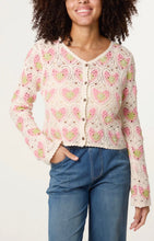 Load image into Gallery viewer, Pink or blue crochet heart cardigan
