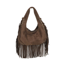 Load image into Gallery viewer, Coffee or brown 1708 suede shoulder boho fringe handbag
