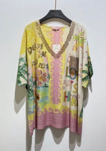 Load image into Gallery viewer, Blue, gingham, palm, lemons printed paris tunic tops
