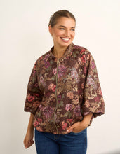Load image into Gallery viewer, Brown floral kyla puff soft kyla jacket
