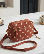 Load image into Gallery viewer, Rust with beige, rust with pink, beige polka dot handbags
