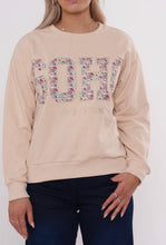 Load image into Gallery viewer, Beige or light grey floral applique sweatshirt jumper
