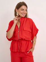 Load image into Gallery viewer, Red kyla zippy short sleeve jacket with matching cullotes co ord
