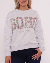 Load image into Gallery viewer, Beige or light grey floral applique sweatshirt jumper
