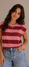 Load image into Gallery viewer, Red or beige kyla strippy top
